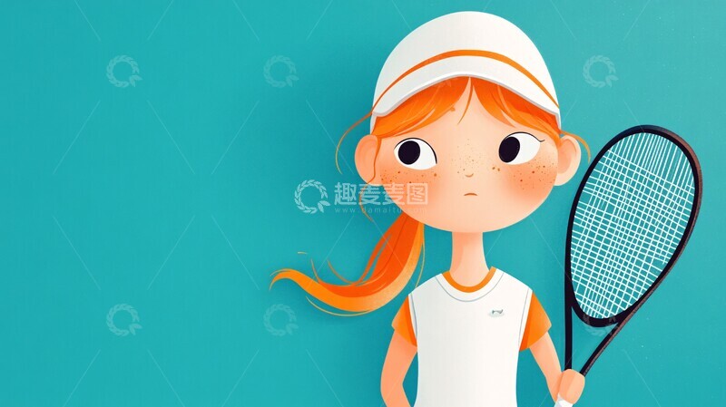 高清大图下载【趣麦麦图】网球少女准备发球