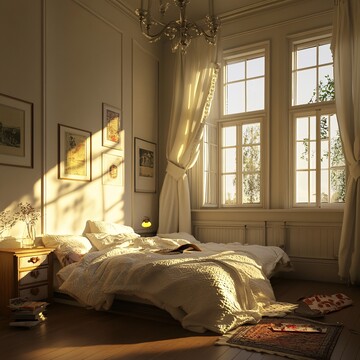 奶油色法式卧室