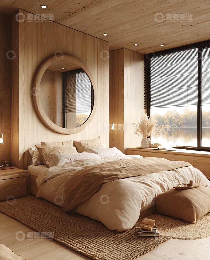 高清大图下载【趣麦麦图】木板镜面卧室1