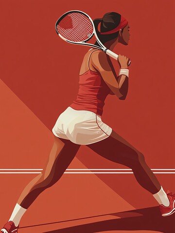 红衣女子网球场