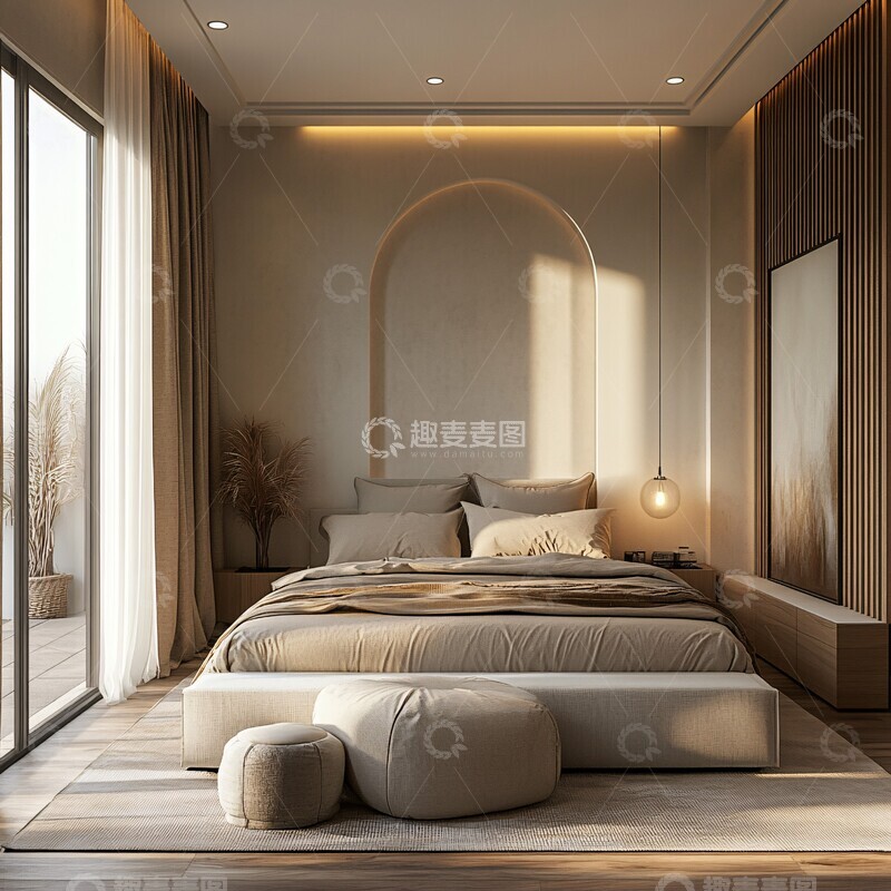 高清大图下载【趣麦麦图】中性简约卧室3