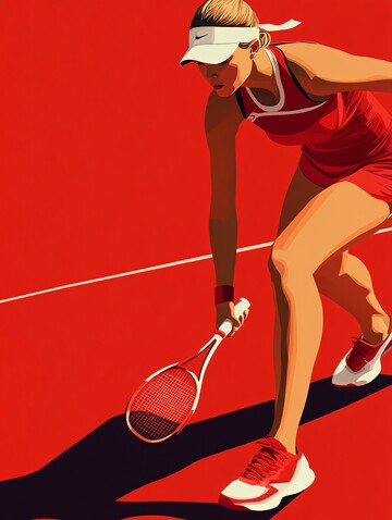 红衣女子网球场1