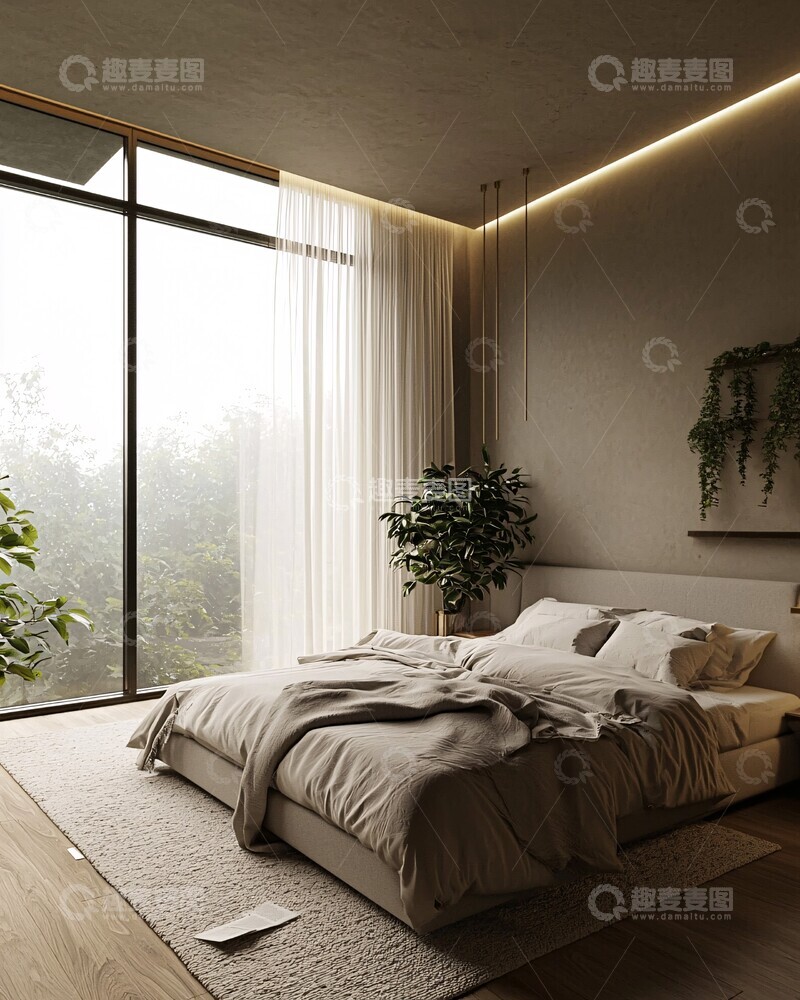 高清大图下载【趣麦麦图】中性色调卧室设计4