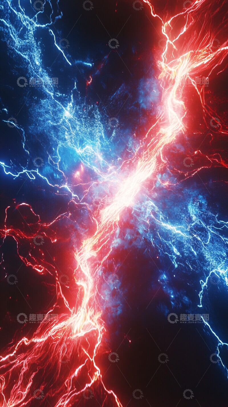 高清大图下载【趣麦麦图】红蓝能量碰撞