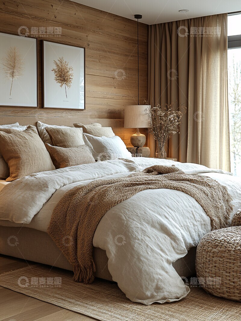 高清大图下载【趣麦麦图】木质北欧客厅卧室