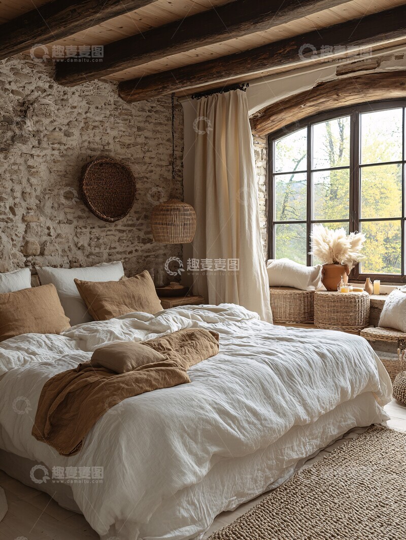 高清大图下载【趣麦麦图】木质北欧客厅卧室2