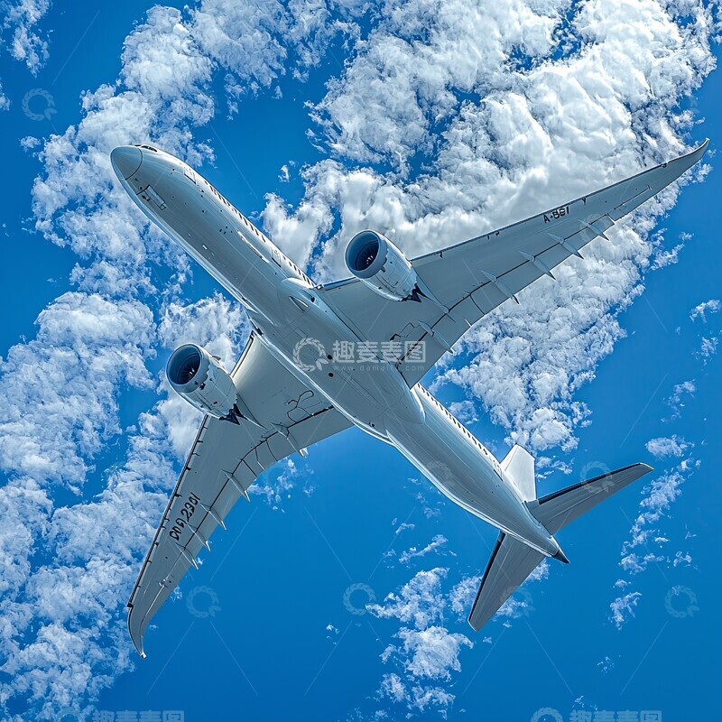 高清大图下载【趣麦麦图】白色波音飞行1