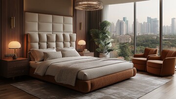 现代床与灯具设计