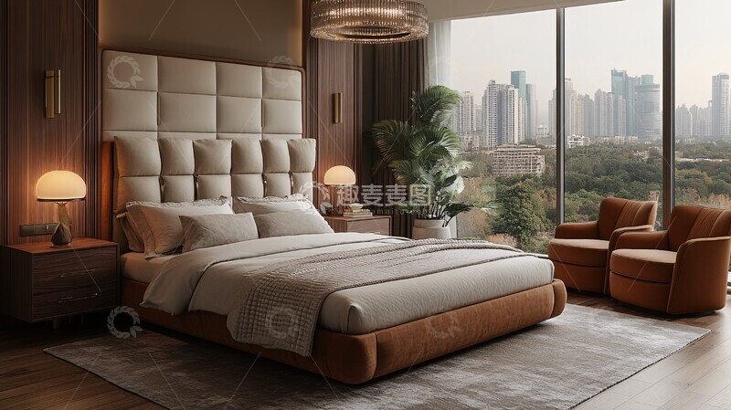 高清大图下载【趣麦麦图】现代床与灯具设计