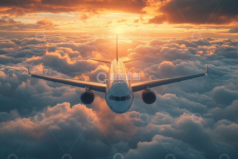 高清大图下载【趣麦麦图】日落云上飞行