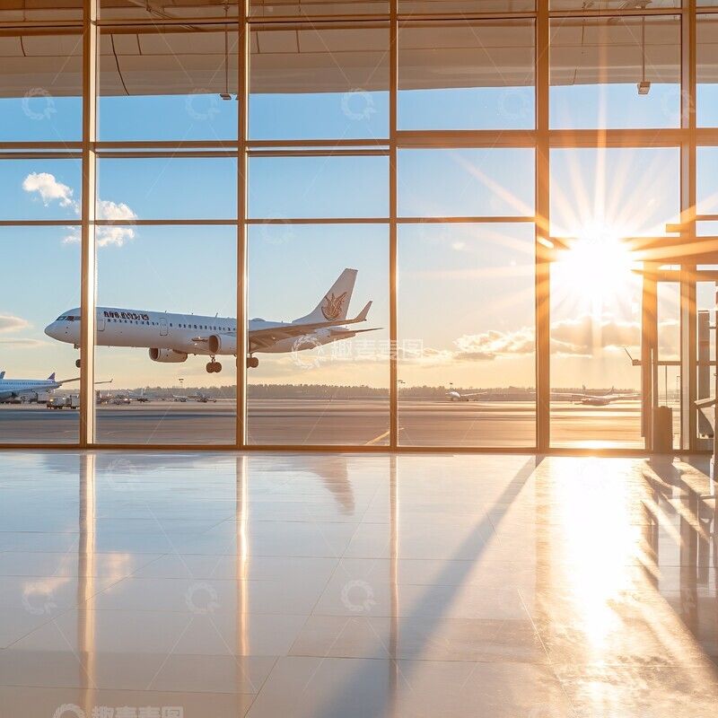 高清大图下载【趣麦麦图】机场终端飞机视角1
