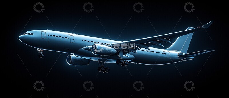 高清大图下载【趣麦麦图】白蓝飞机飞行1