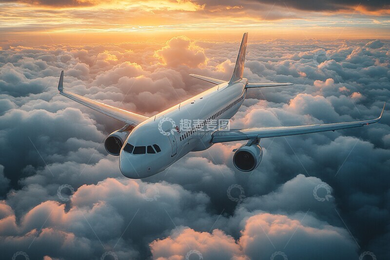 高清大图下载【趣麦麦图】日落云上飞行2