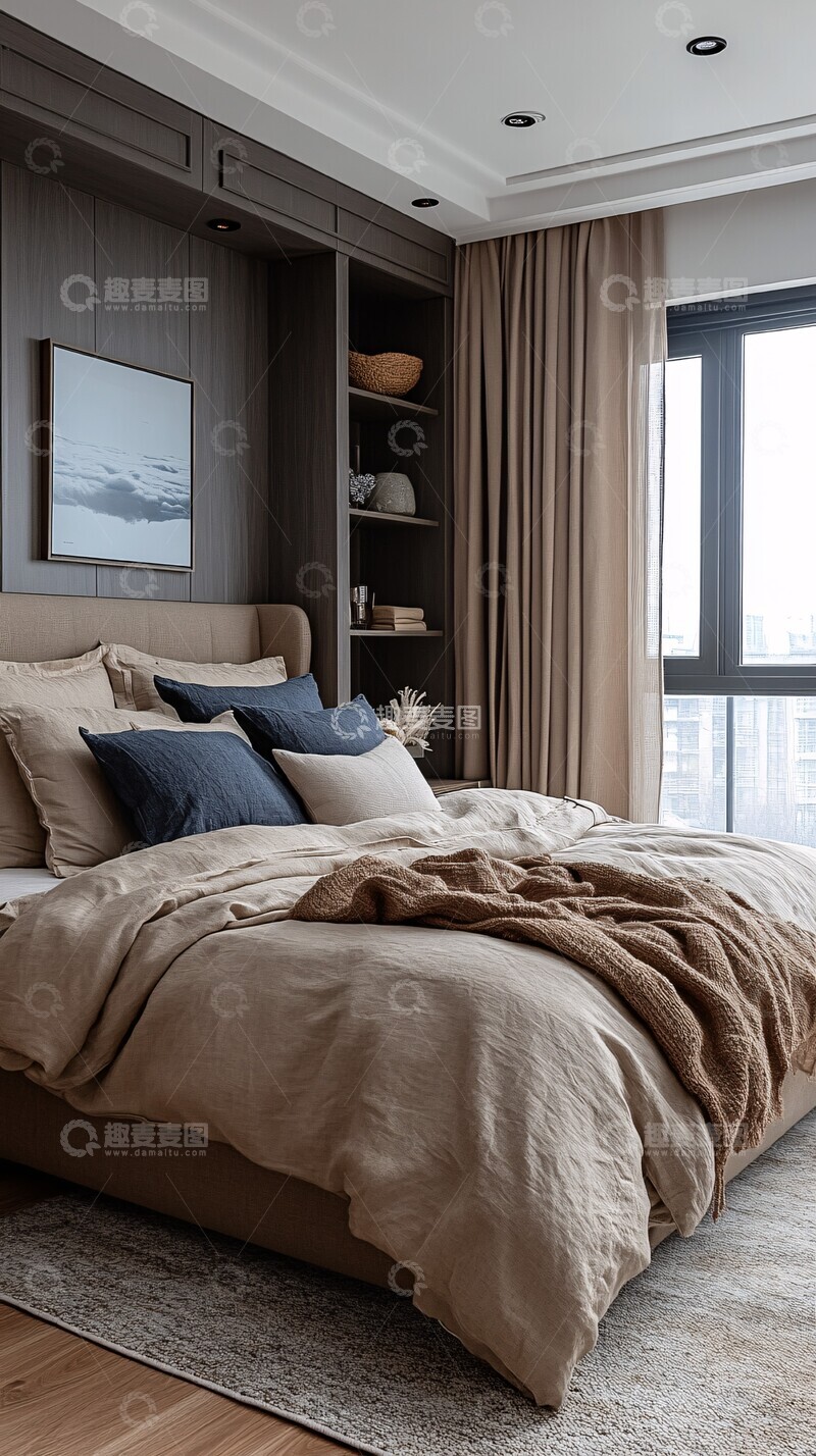 高清大图下载【趣麦麦图】灰色床单卧室