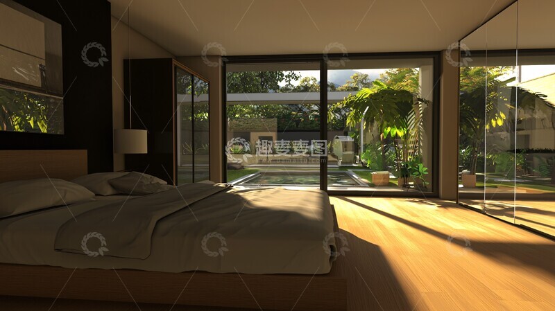 高清大图下载【趣麦麦图】德国卧室床尾衣柜3