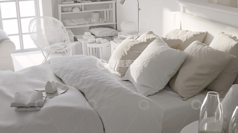 高清大图下载【趣麦麦图】白色卧室家具