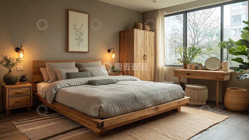高清大图下载【趣麦麦图】木质简约卧室