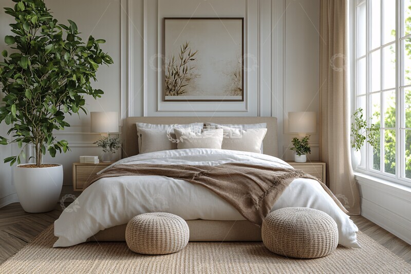 高清大图下载【趣麦麦图】白色墙面木地板卧室3