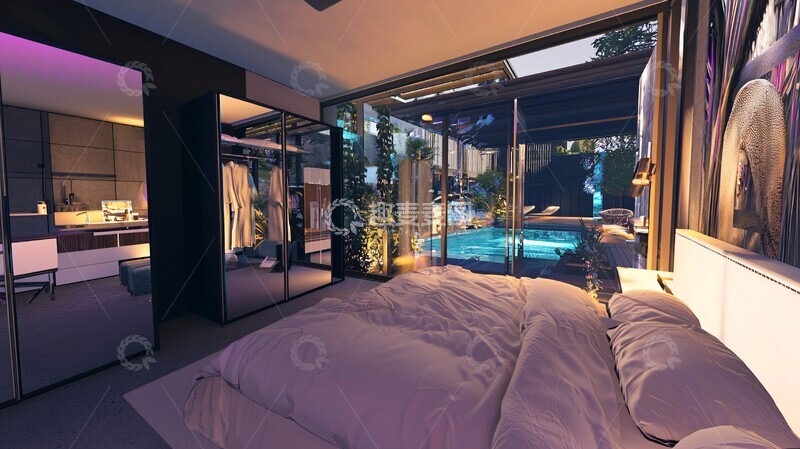 高清大图下载【趣麦麦图】德国卧室床尾衣柜