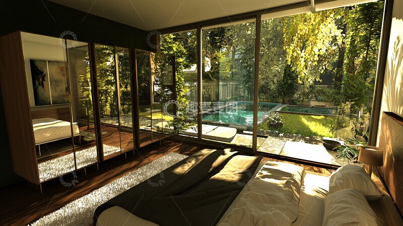 高清大图下载【趣麦麦图】德国卧室床尾衣柜1