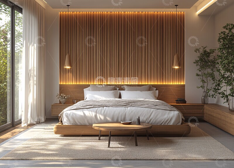 高清大图下载【趣麦麦图】木质墙面卧室设计2