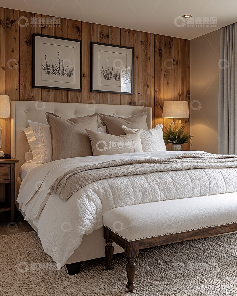 高清大图下载【趣麦麦图】木质床头板卧室1