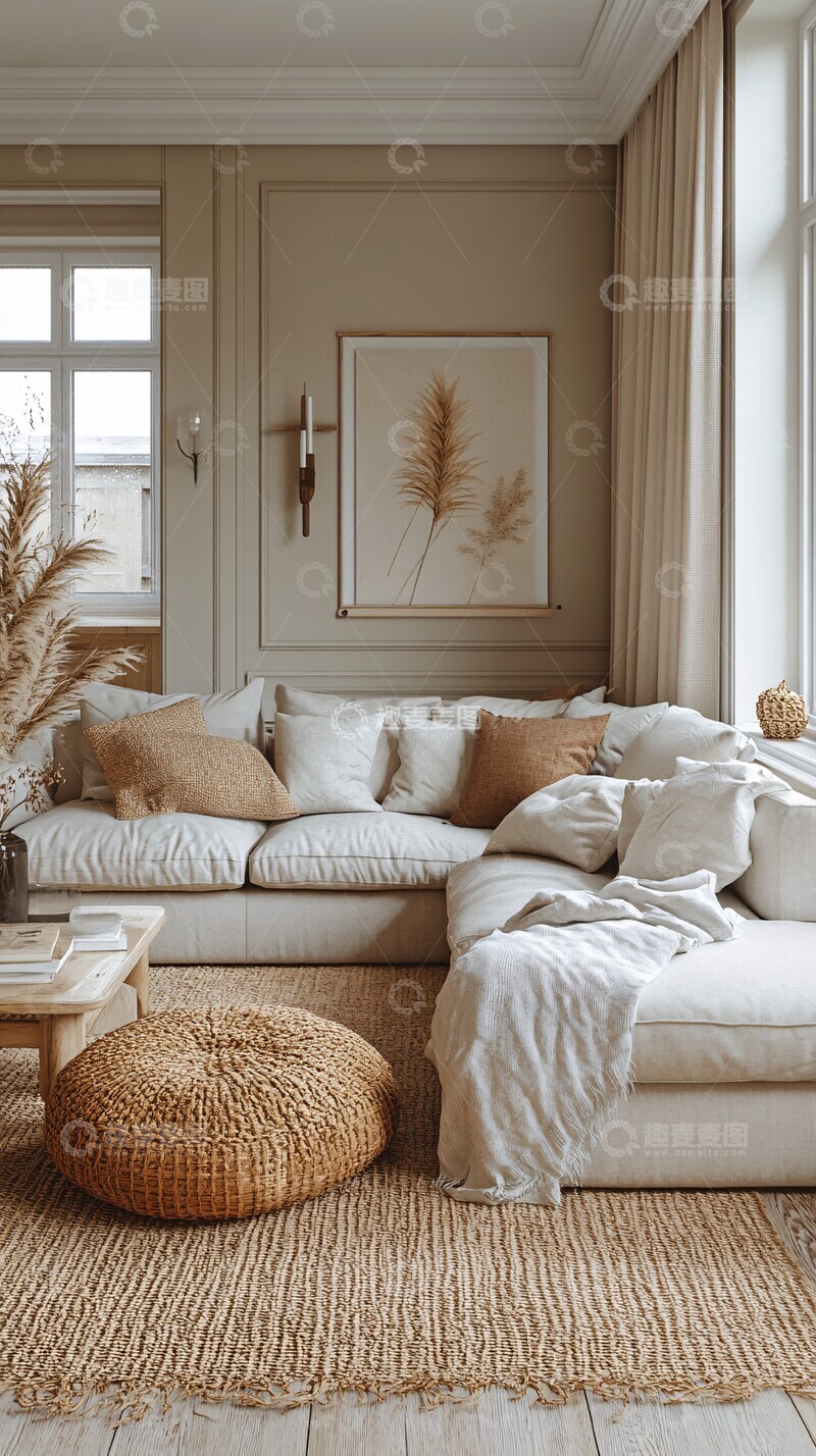 高清大图下载【趣麦麦图】北欧简约客厅设计1