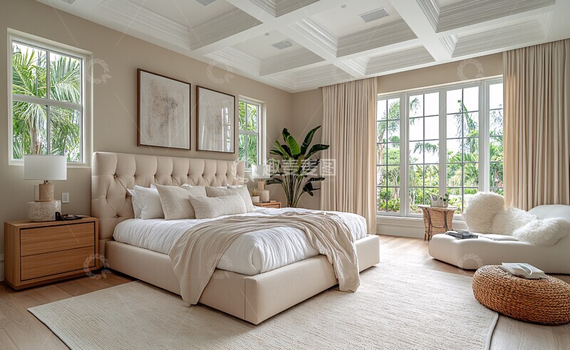 高清大图下载【趣麦麦图】奶油色卧室空间2