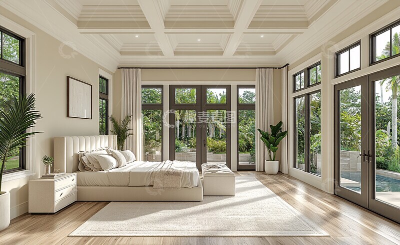 高清大图下载【趣麦麦图】奶油色卧室空间1