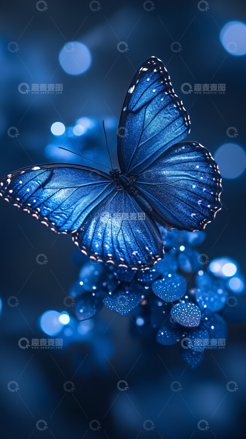 高清大图下载【趣麦麦图】蓝蝶背景光影1