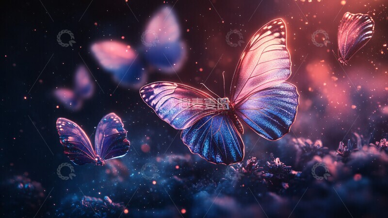 高清大图下载【趣麦麦图】蝴蝶浮太空蝴蝶太空背景