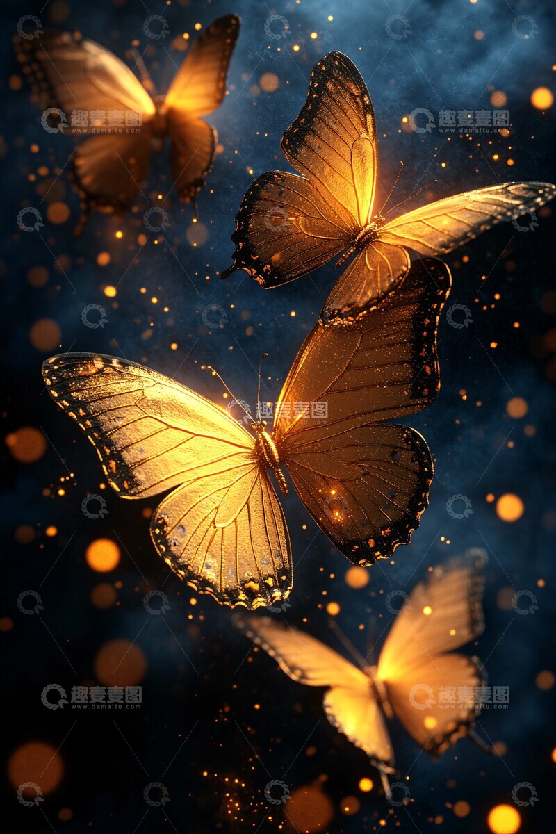 高清大图下载【趣麦麦图】金色蝴蝶与三角