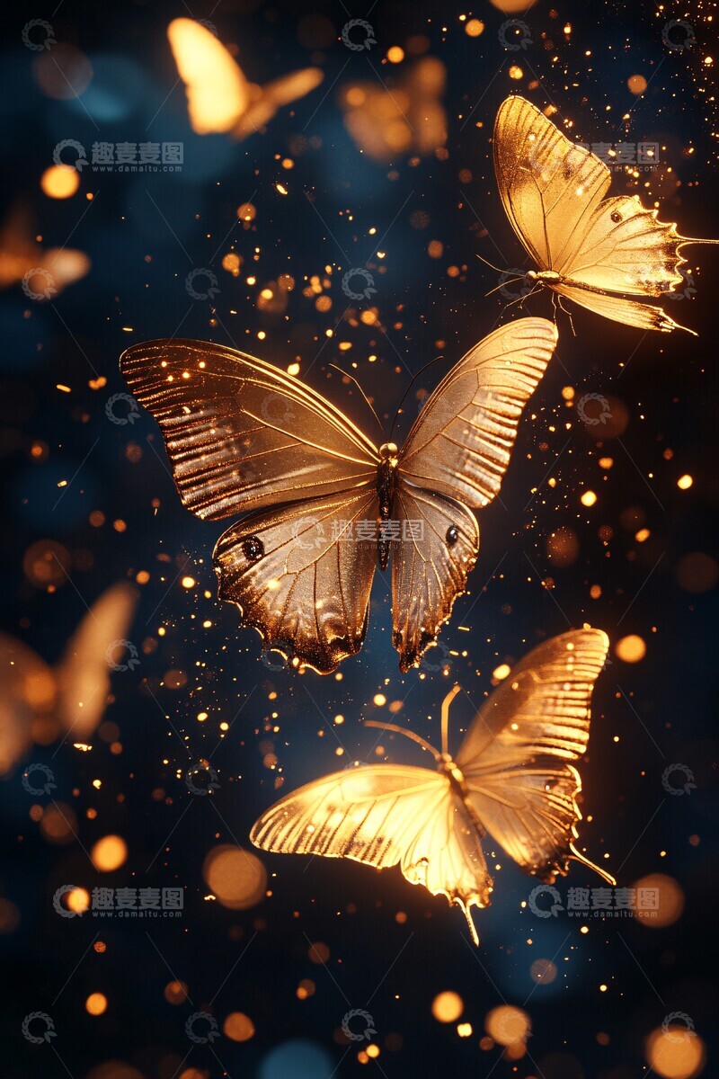 高清大图下载【趣麦麦图】金色蝴蝶与三角1