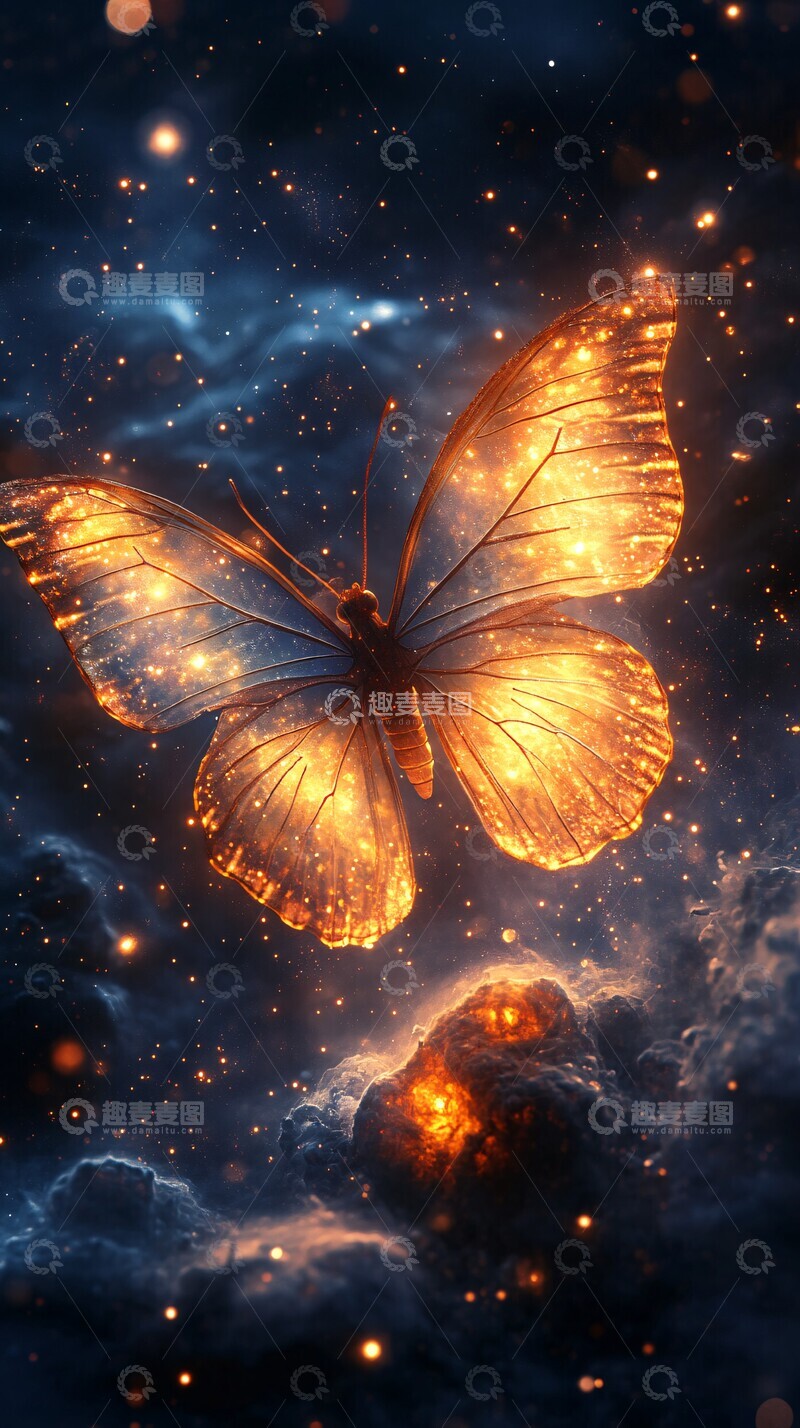 高清大图下载【趣麦麦图】-蝴蝶与宇宙蝴蝶宇宙星云1