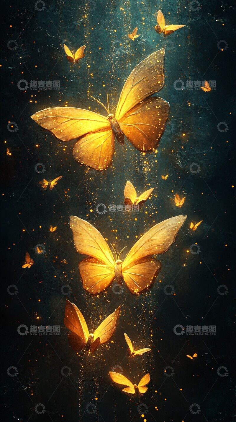 高清大图下载【趣麦麦图】黄蝶飞舞黄蝶飞舞绿色2