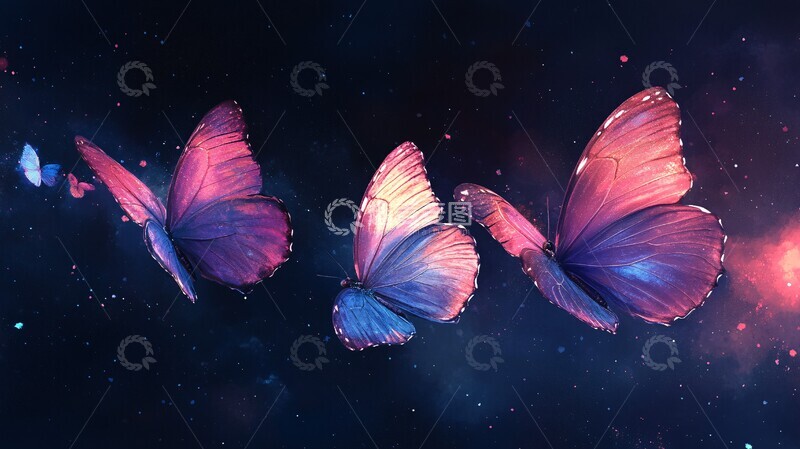 高清大图下载【趣麦麦图】蝴蝶浮太空蝴蝶太空背景2