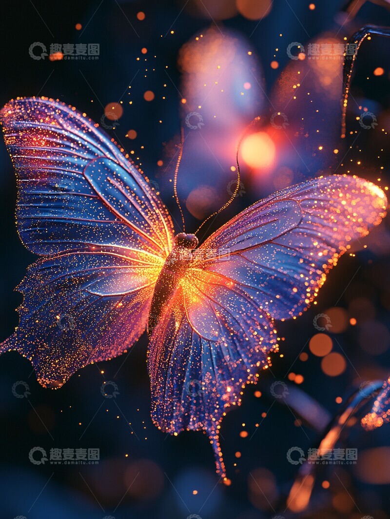 高清大图下载【趣麦麦图】金色蝴蝶新年背景