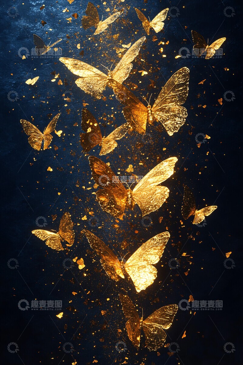高清大图下载【趣麦麦图】金色蝴蝶与三角2