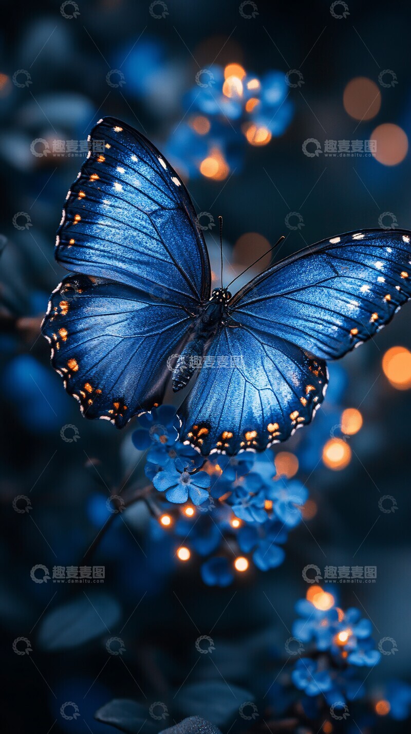 高清大图下载【趣麦麦图】蓝蝶背景光影