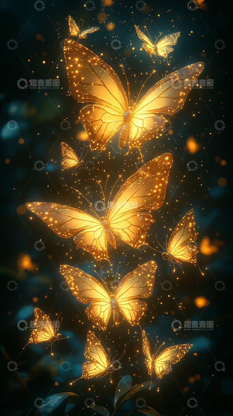 高清大图下载【趣麦麦图】黄蝶飞舞黄蝶飞舞绿色3