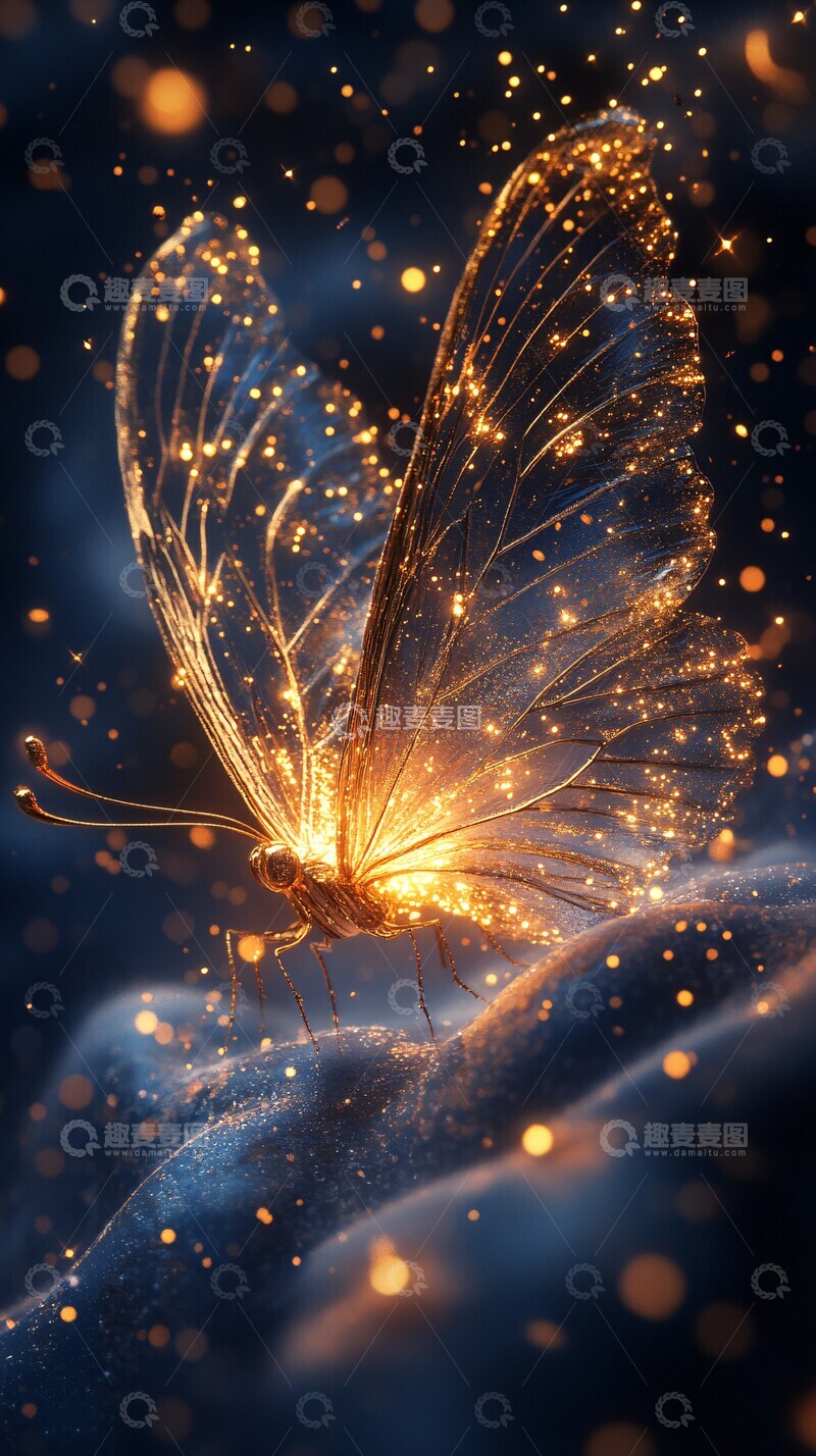 高清大图下载【趣麦麦图】-金色星光蝴蝶1