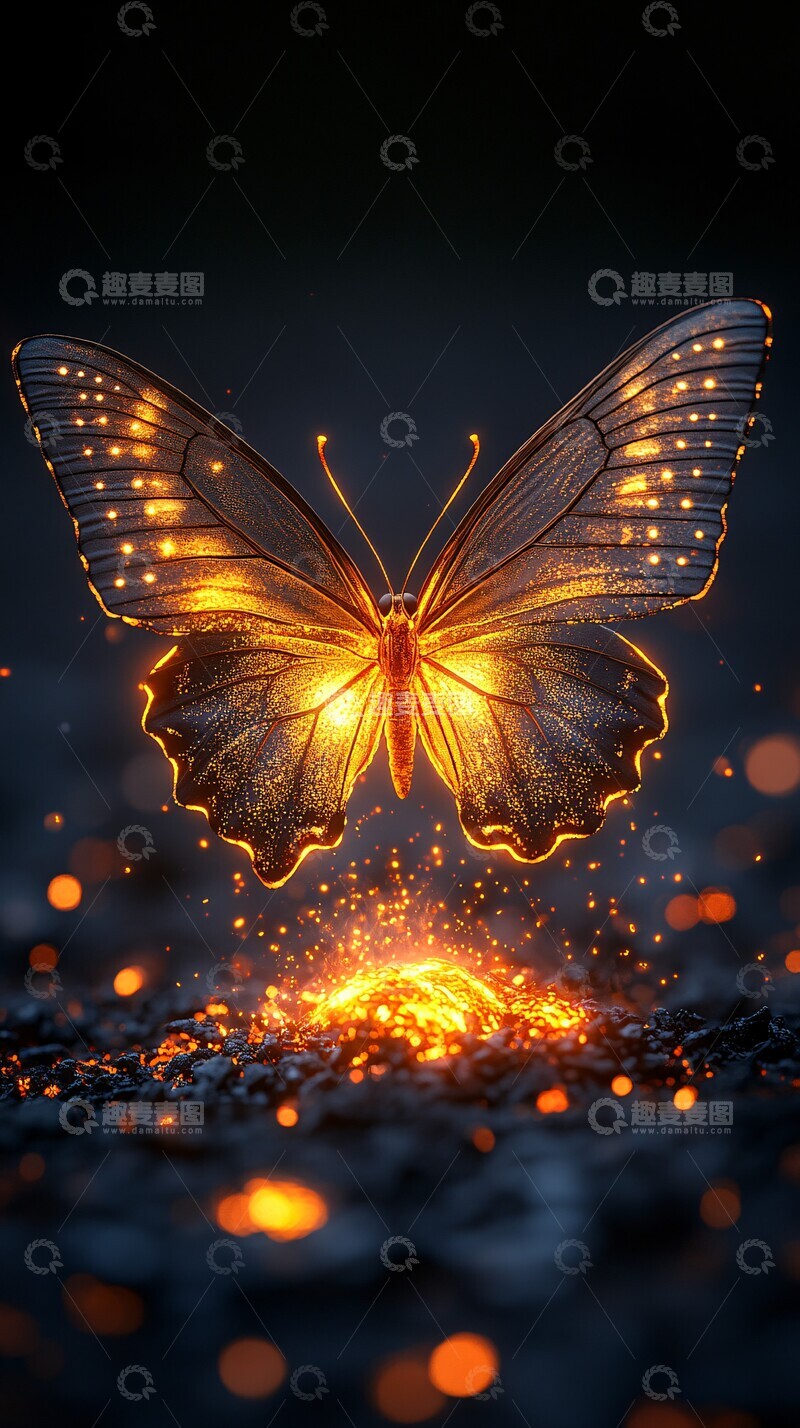高清大图下载【趣麦麦图】火蝶栖息地火蝶蝴蝶萤火虫