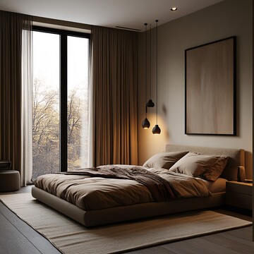 窗外夜色床边光