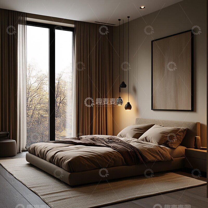 窗外夜色床边光