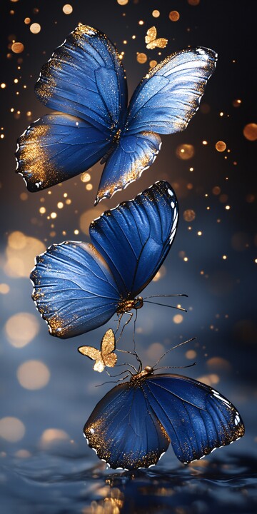 蓝蝶金粉海景图2