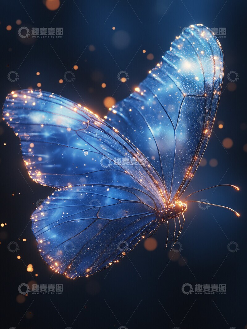 高清大图下载【趣麦麦图】蓝色蝴蝶晶翼1