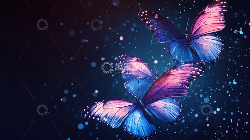 高清大图下载【趣麦麦图】蝴蝶浮太空蝴蝶太空背景3