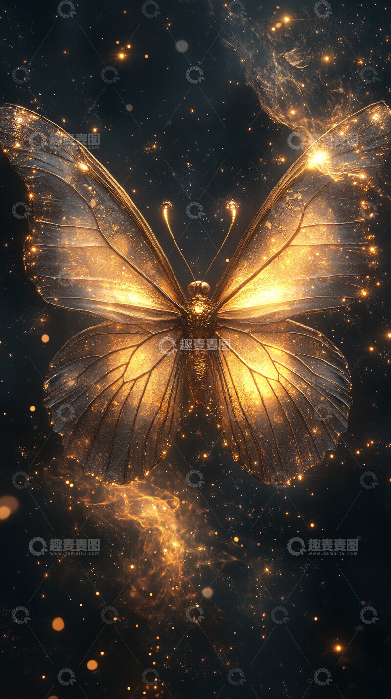 高清大图下载【趣麦麦图】宇宙蝴蝶金光2
