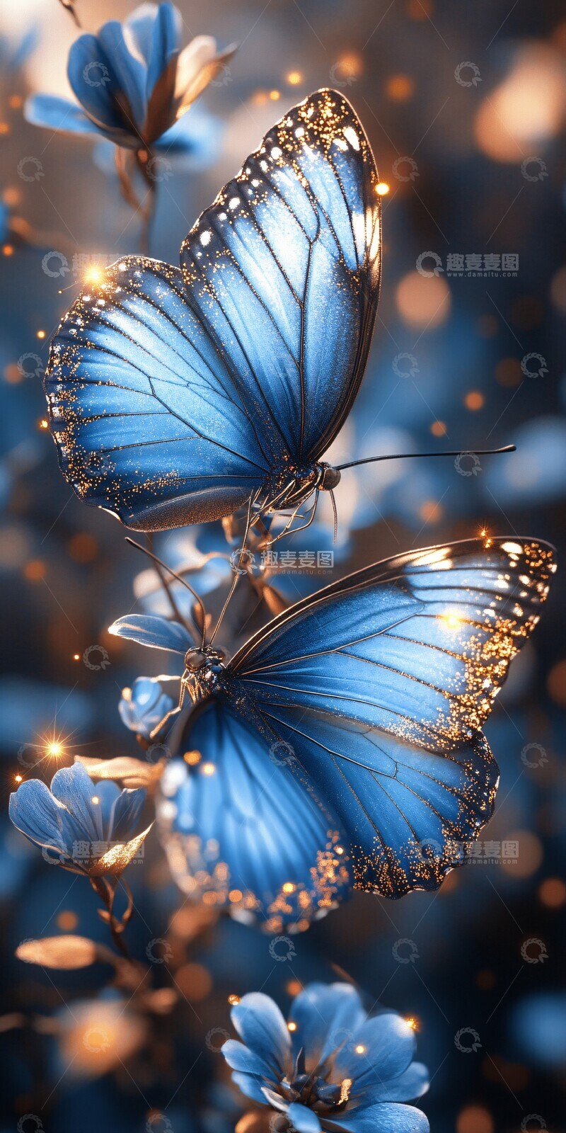 高清大图下载【趣麦麦图】蓝蝶金粉海景图