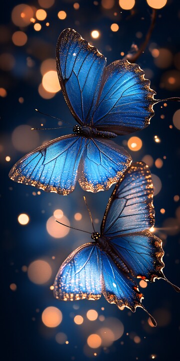 蓝蝶金粉海景图1